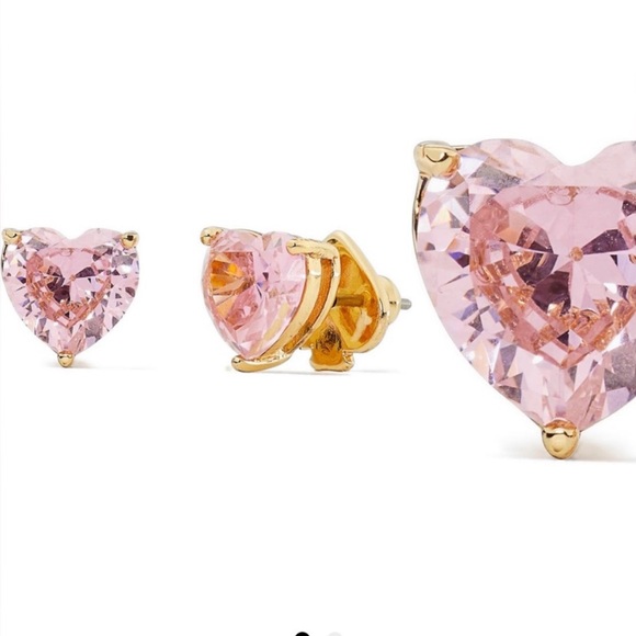 New Kate Spade Gold-Tone Stone Heart Stud Earrings - Picture 6 of 9